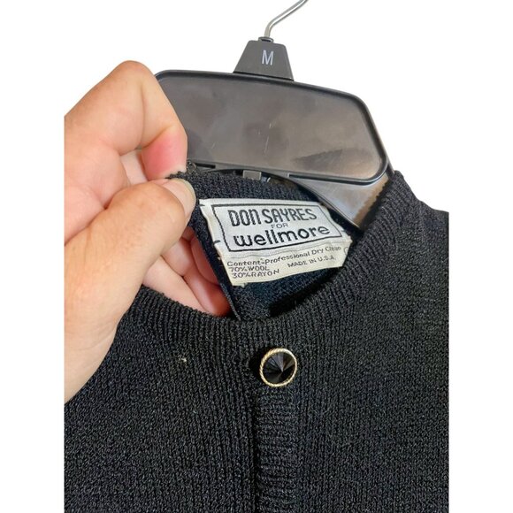 Don Sayres For Wellmore Vintage Peplum Dress Size S Black Wool Long Sleeve USA - Picture 3 of 6